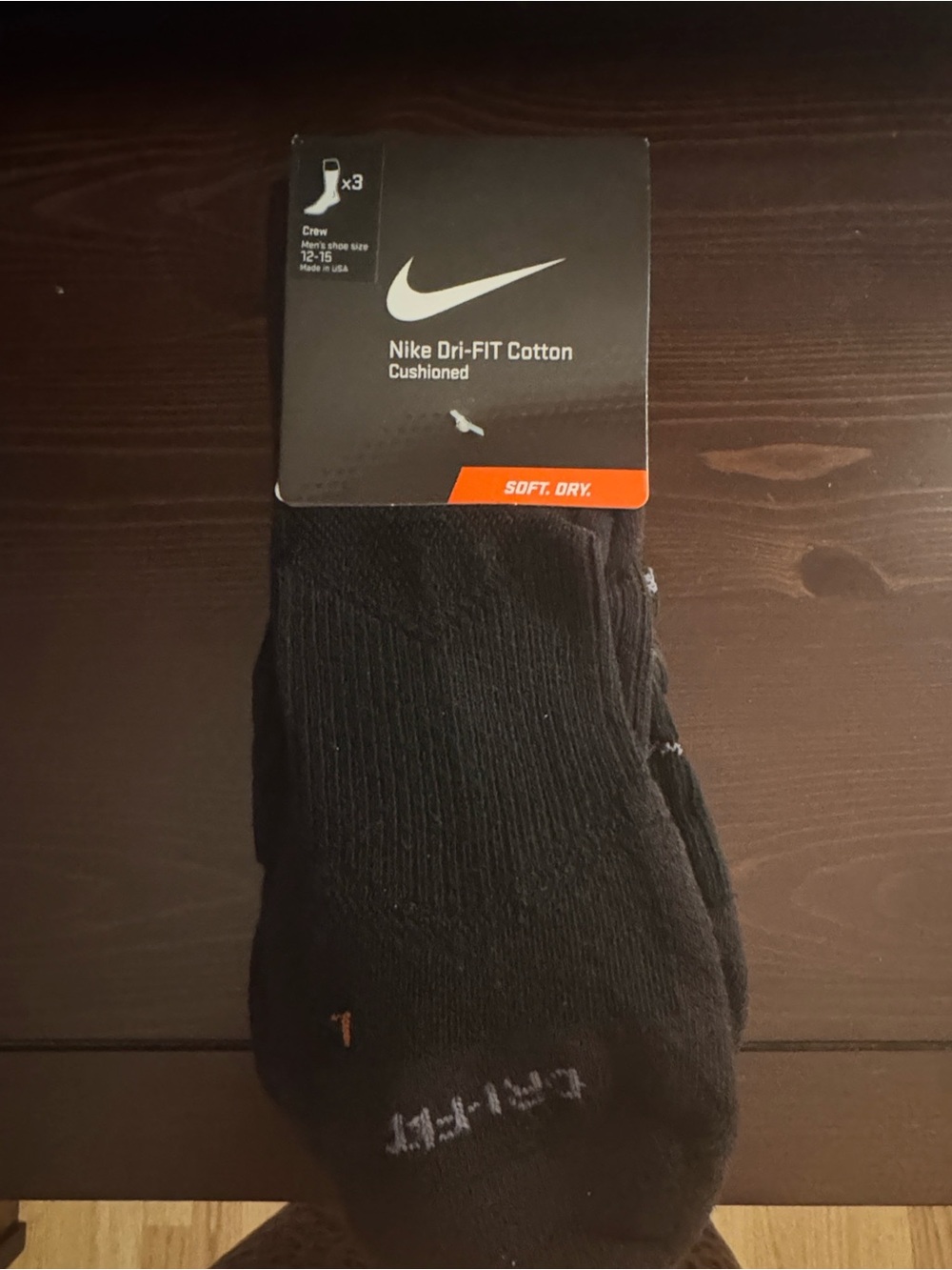 Nike Black Cushioned Crew Athletic Socks (3-Pack)